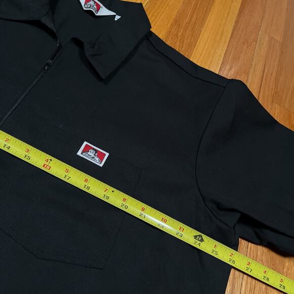 Ben Davis Work Shirt Black Cotton Blend Half Zipper Short Sleeves Pockets USA XL - Picture 5 of 7